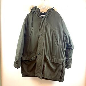 Vintage Eddie Bauer Green Superior Polar Parka Sheep Fur Hood Down Mens Size XL